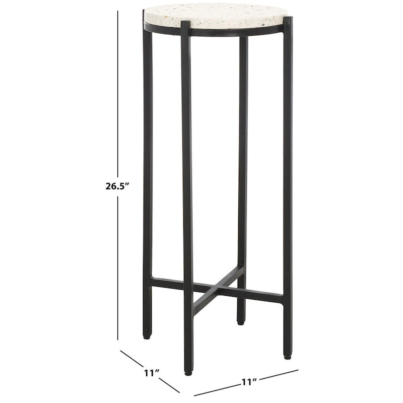 Table d'appoint ronde en marbre avec pieds noirs — Entièrement assemblée