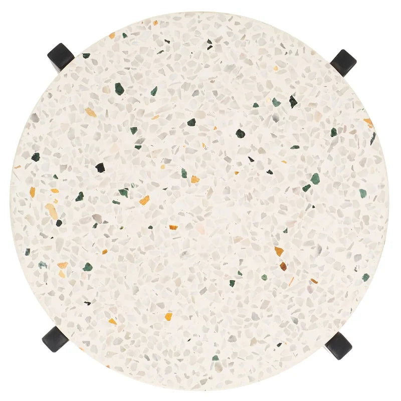 Table d'appoint ronde en marbre avec pieds noirs — Entièrement assemblée