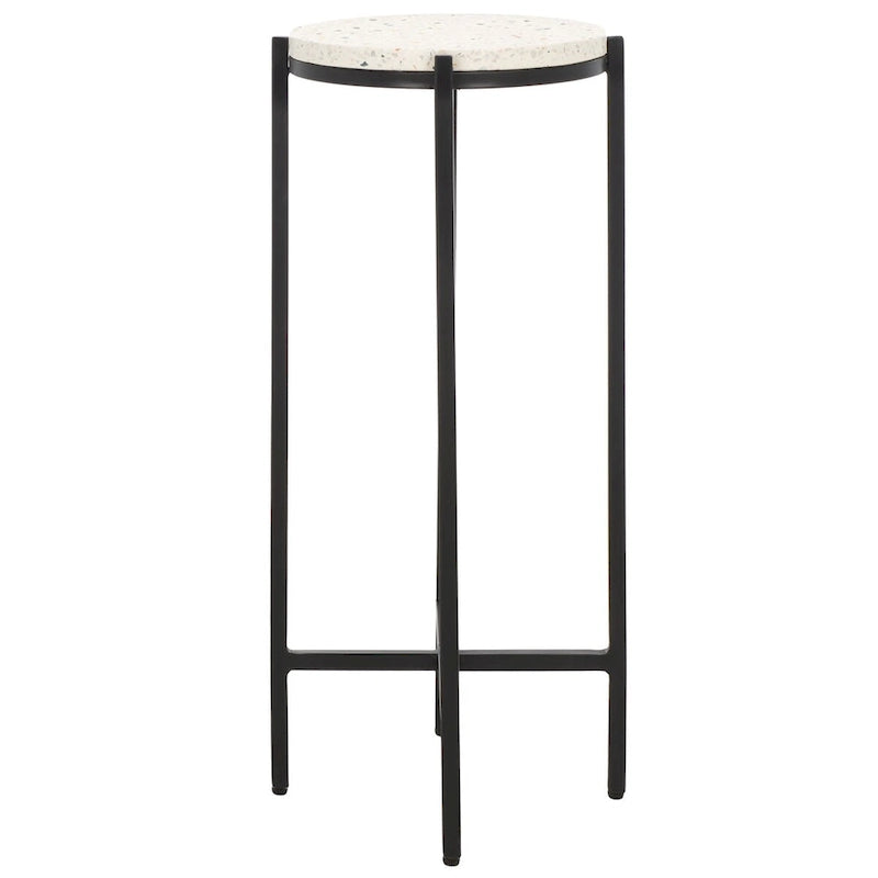 Table d'appoint ronde en marbre avec pieds noirs — Entièrement assemblée