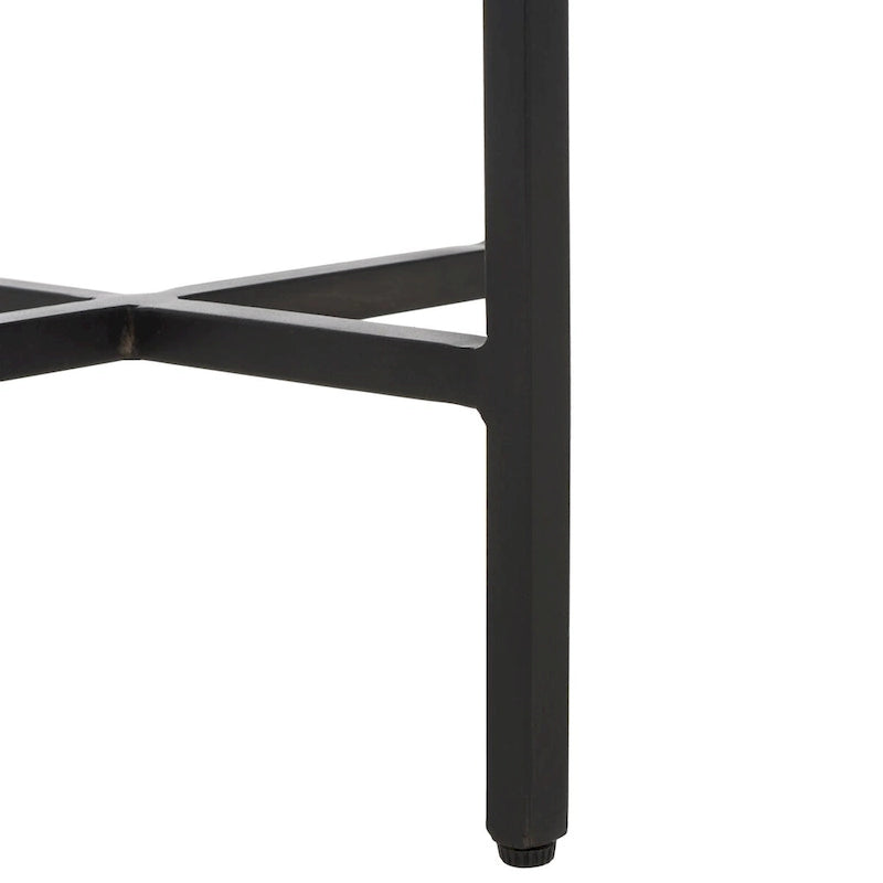Table d'appoint ronde en marbre avec pieds noirs — Entièrement assemblée