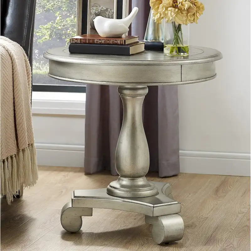 Table d'appoint piédestal en bois rond — 66 cm, 5 couleurs