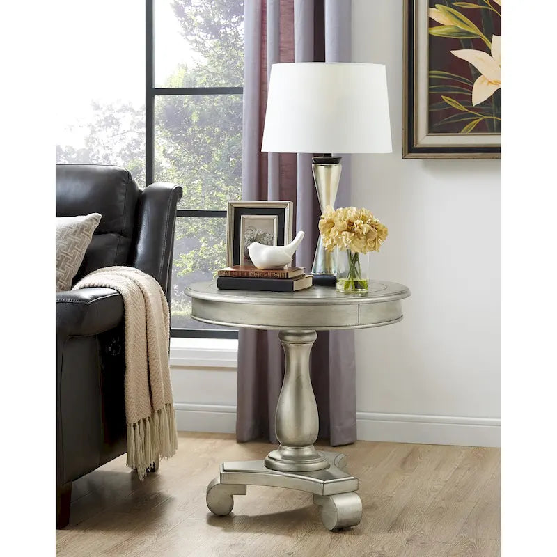 Table d'appoint piédestal en bois rond — 66 cm, 5 couleurs