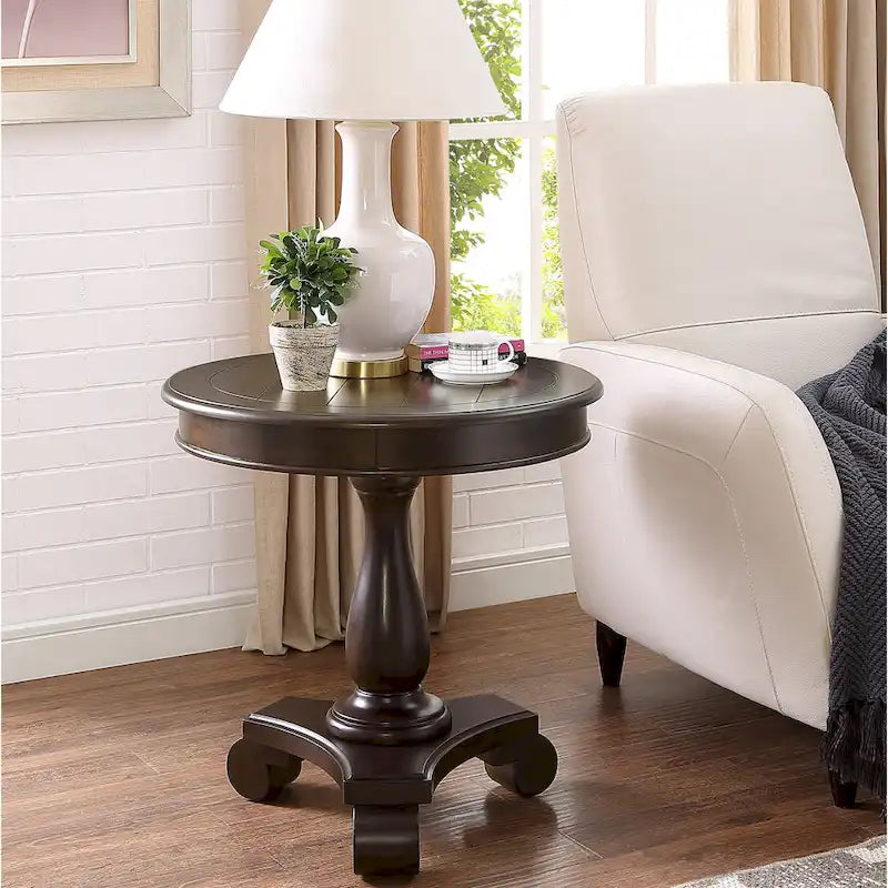 Table d'appoint piédestal en bois rond — 66 cm, 5 couleurs