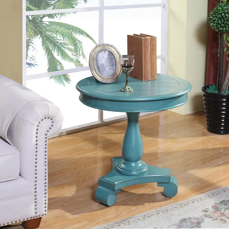 Table d'appoint piédestal en bois rond — 66 cm, 5 couleurs