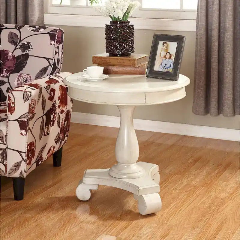 Table d'appoint piédestal en bois rond — 66 cm, 5 couleurs