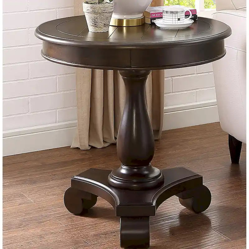 Table d'appoint piédestal en bois rond — 66 cm, 5 couleurs