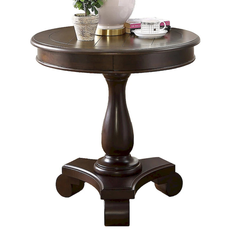 Table d'appoint piédestal en bois rond — 66 cm, 5 couleurs