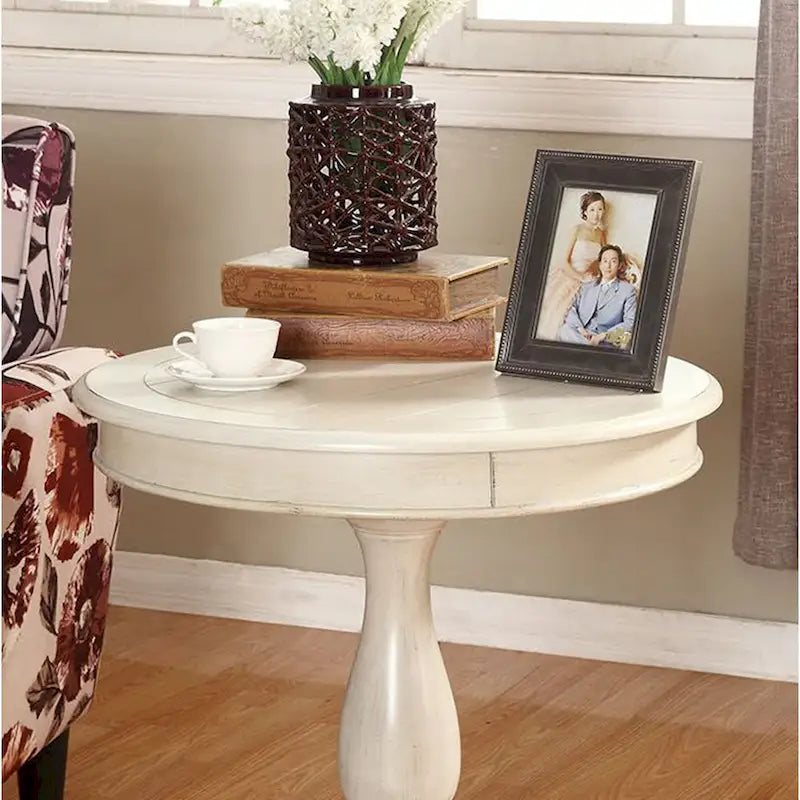 Table d'appoint piédestal en bois rond — 66 cm, 5 couleurs