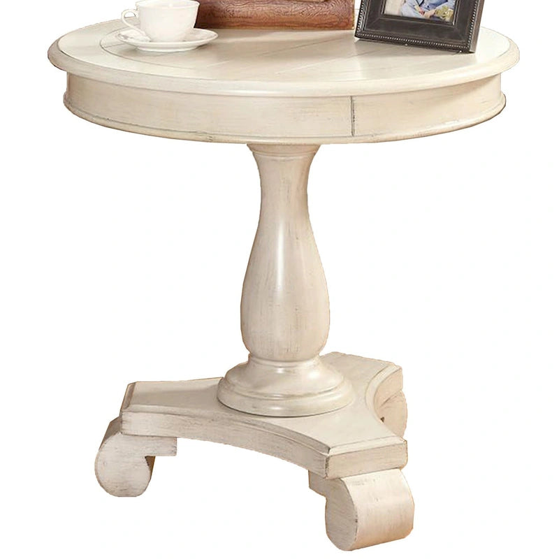 Table d'appoint piédestal en bois rond — 66 cm, 5 couleurs