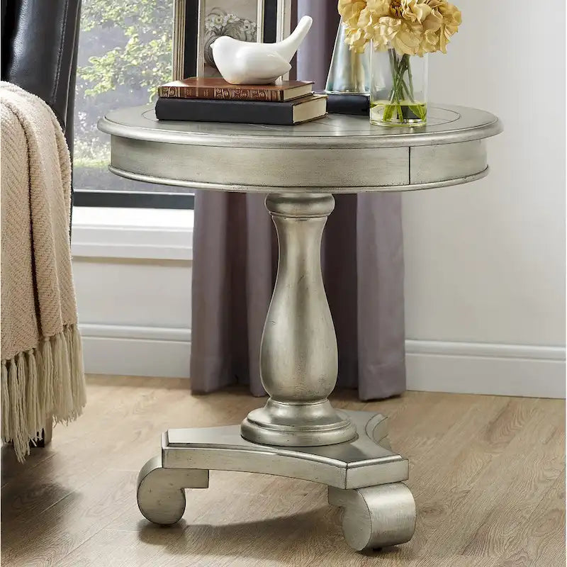 Table d'appoint piédestal en bois rond — 66 cm, 5 couleurs