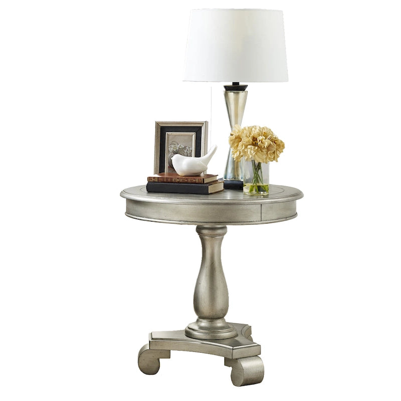Table d'appoint piédestal en bois rond — 66 cm, 5 couleurs