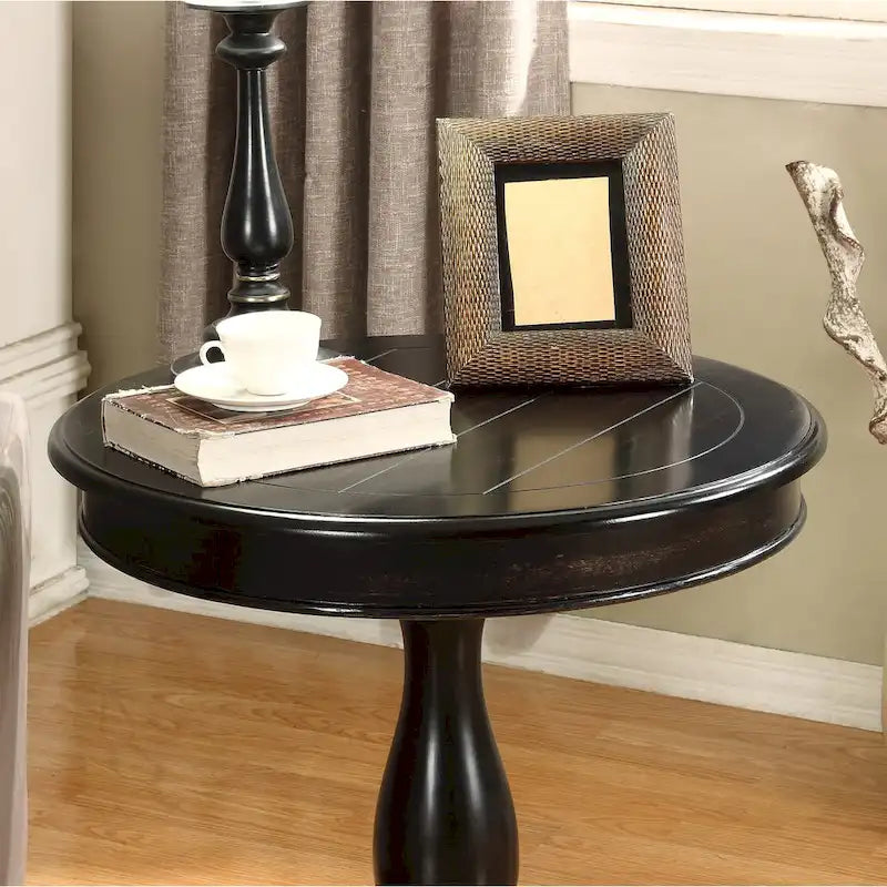 Table d'appoint piédestal en bois rond — 66 cm, 5 couleurs
