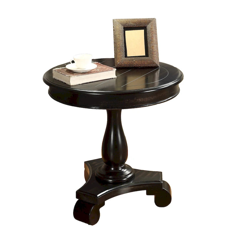 Table d'appoint piédestal en bois rond — 66 cm, 5 couleurs