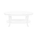 Table Basse Fermière 122 cm avec 2 Étagères — Blanc Rustique