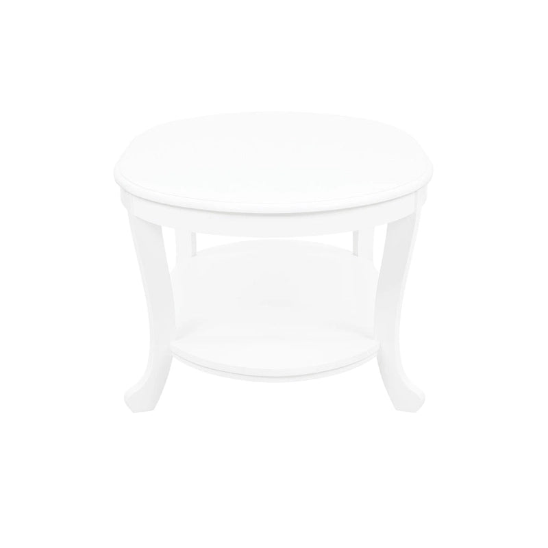 Table Basse Fermière 122 cm avec 2 Étagères — Blanc Rustique