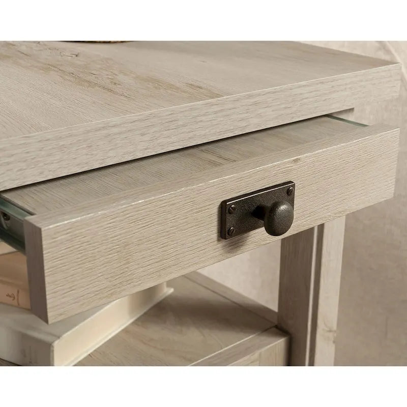 Table d'appoint avec porte, étagère ouverte et plateau coulissant — Bois d'acacia Jet