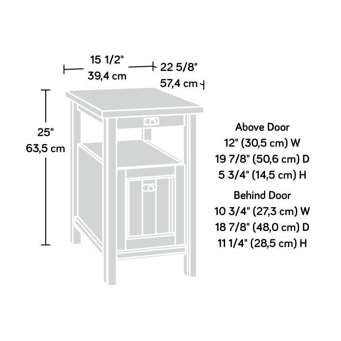 Table d'appoint avec porte, étagère ouverte et plateau coulissant — Bois d'acacia Jet