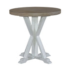 Table d'appoint ronde de 24 pouces avec base en X et plateau gris brossé — Finition blanchie à la chaux