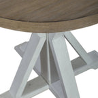 Table d'appoint ronde de 24 pouces avec base en X et plateau gris brossé — Finition blanchie à la chaux