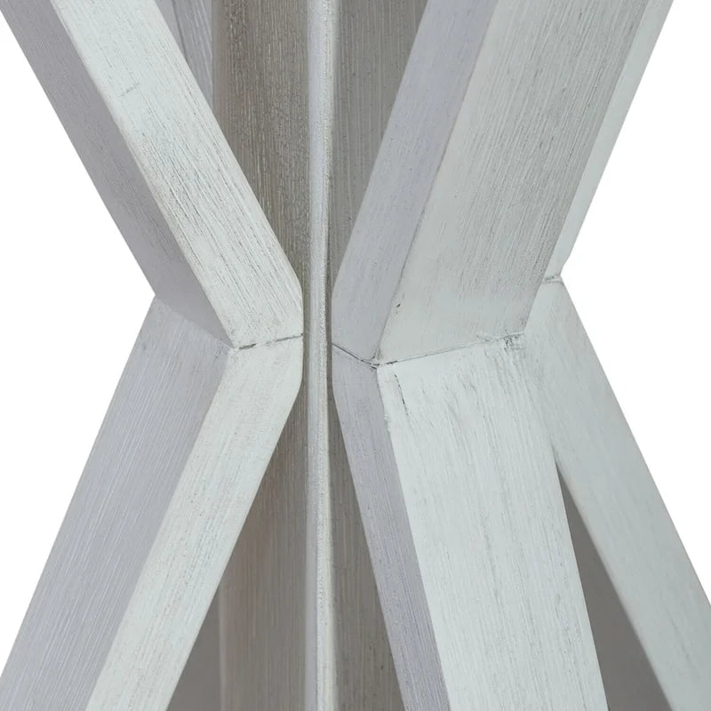 Table d'appoint ronde de 24 pouces avec base en X et plateau gris brossé — Finition blanchie à la chaux