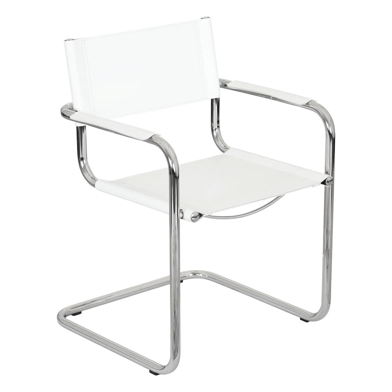 Fauteuil cantilever avec cadre chromé et cuir reconstitué — 8 couleurs