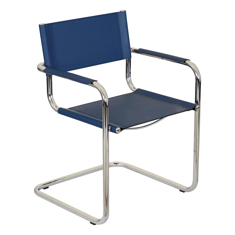 Fauteuil cantilever avec cadre chromé et cuir reconstitué — 8 couleurs