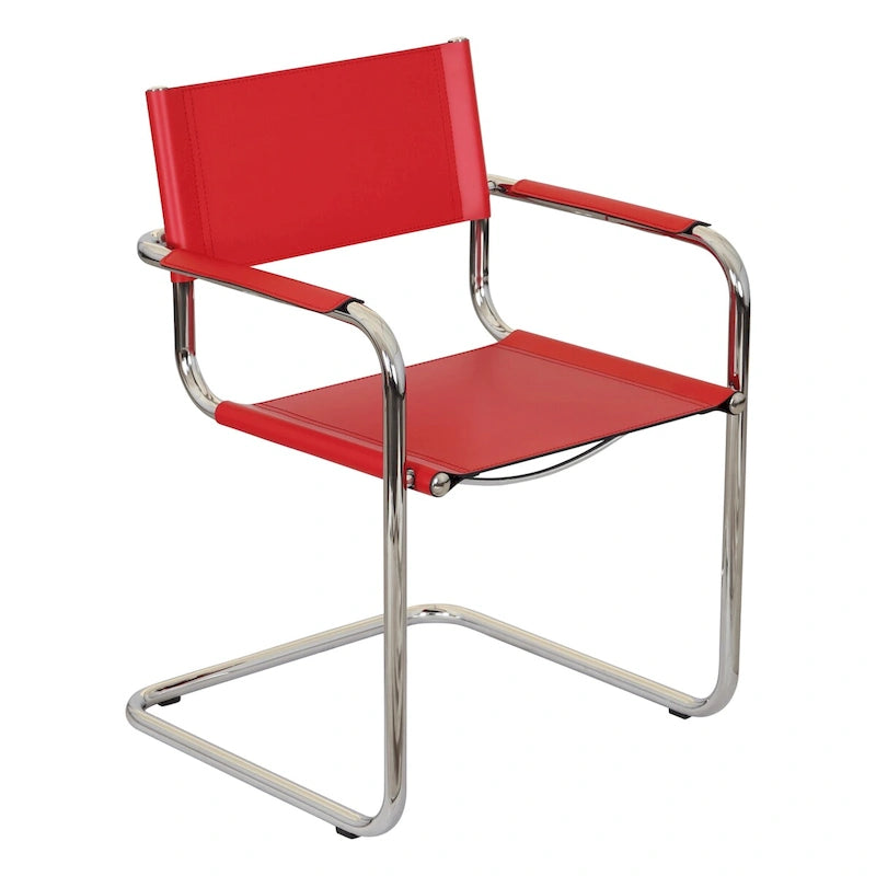Fauteuil cantilever avec cadre chromé et cuir reconstitué — 8 couleurs