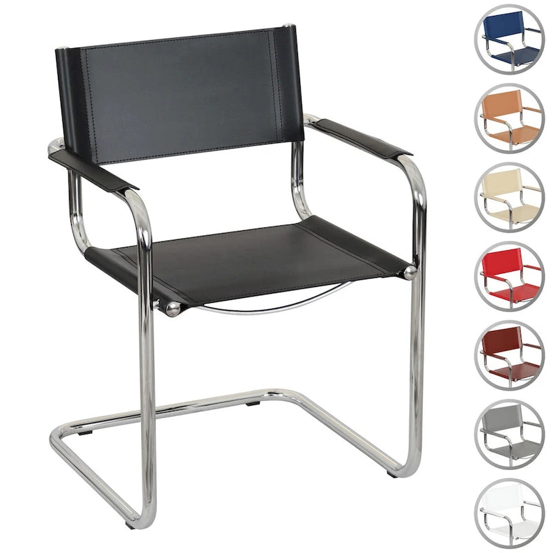Breuer Chair Company Mart Stam Cantilever Armchair Arm Chair w/ Chrome Frame (Various Bonded Leather Colors)