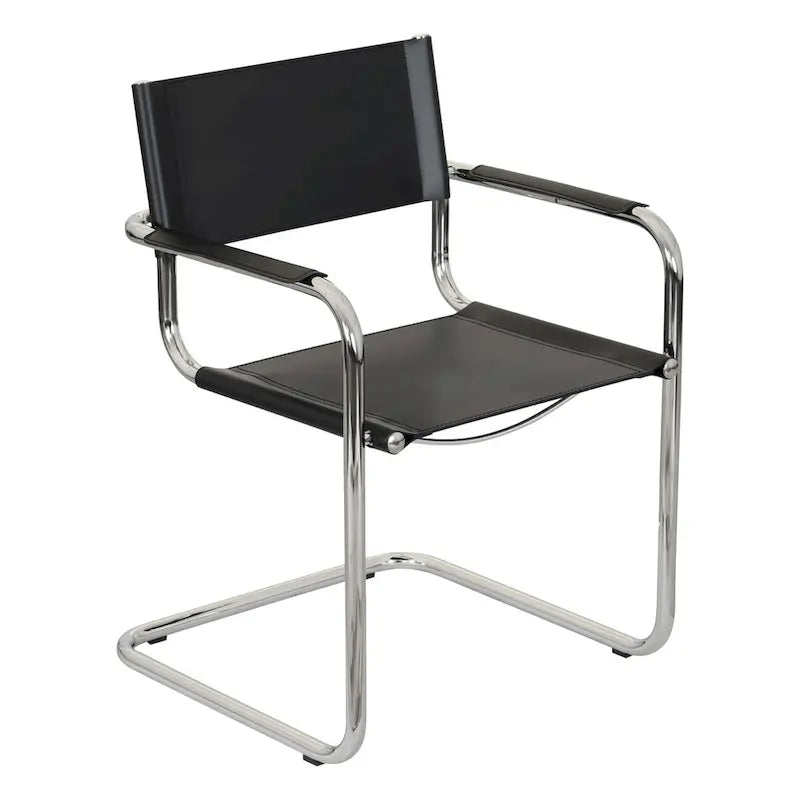 Fauteuil cantilever avec cadre chromé et cuir reconstitué — 8 couleurs