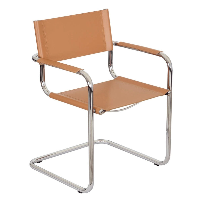 Fauteuil cantilever avec cadre chromé et cuir reconstitué — 8 couleurs