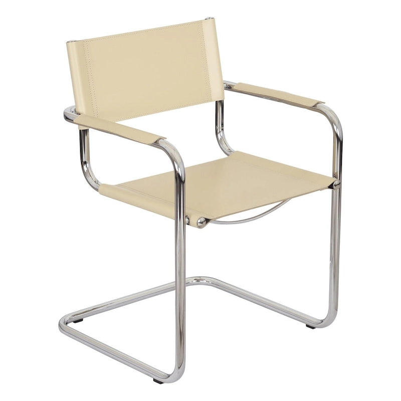 Fauteuil cantilever avec cadre chromé et cuir reconstitué — 8 couleurs