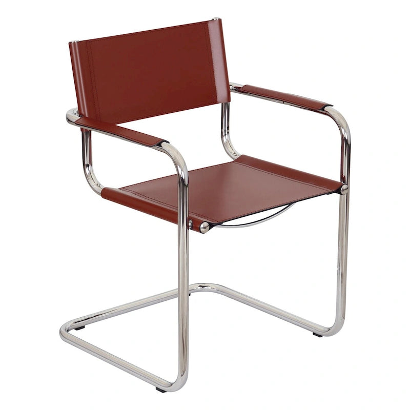 Fauteuil cantilever avec cadre chromé et cuir reconstitué — 8 couleurs