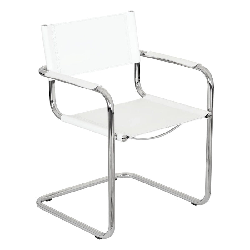 Fauteuil cantilever avec cadre chromé et cuir reconstitué — 8 couleurs