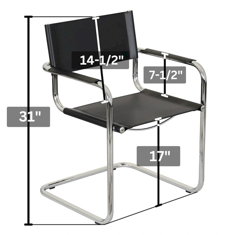 Fauteuil cantilever avec cadre chromé et cuir reconstitué — 8 couleurs