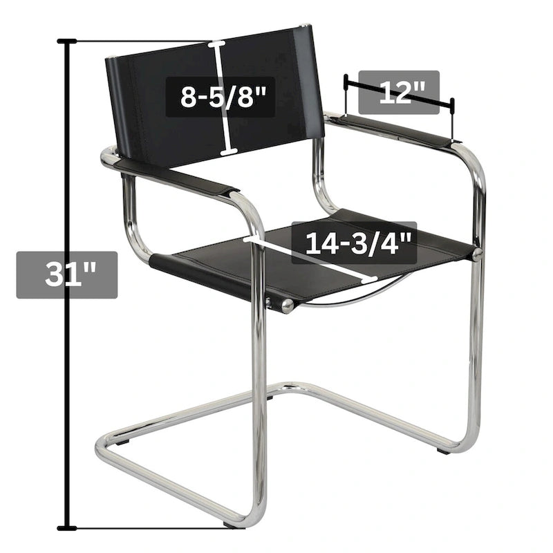 Fauteuil cantilever avec cadre chromé et cuir reconstitué — 8 couleurs