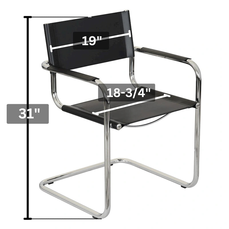 Fauteuil cantilever avec cadre chromé et cuir reconstitué — 8 couleurs