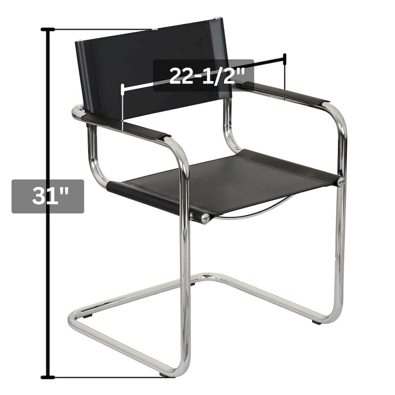 Fauteuil cantilever avec cadre chromé et cuir reconstitué — 8 couleurs