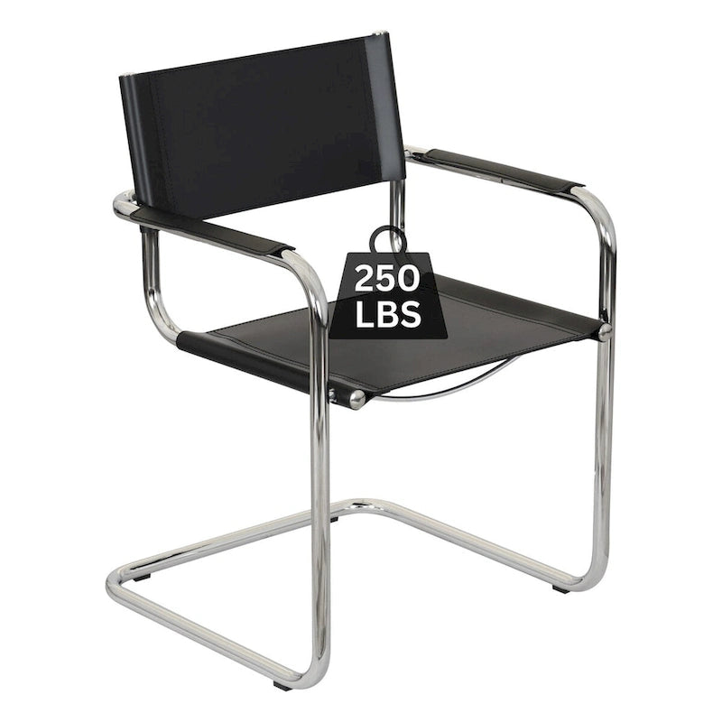 Fauteuil cantilever avec cadre chromé et cuir reconstitué — 8 couleurs