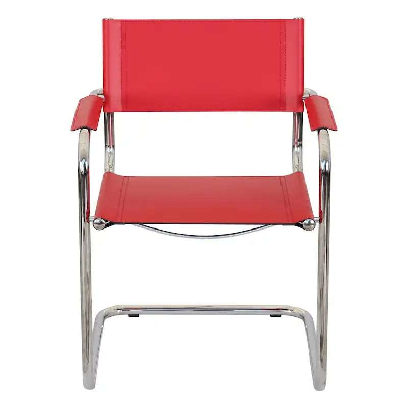 Fauteuil cantilever avec cadre chromé et cuir reconstitué — 8 couleurs
