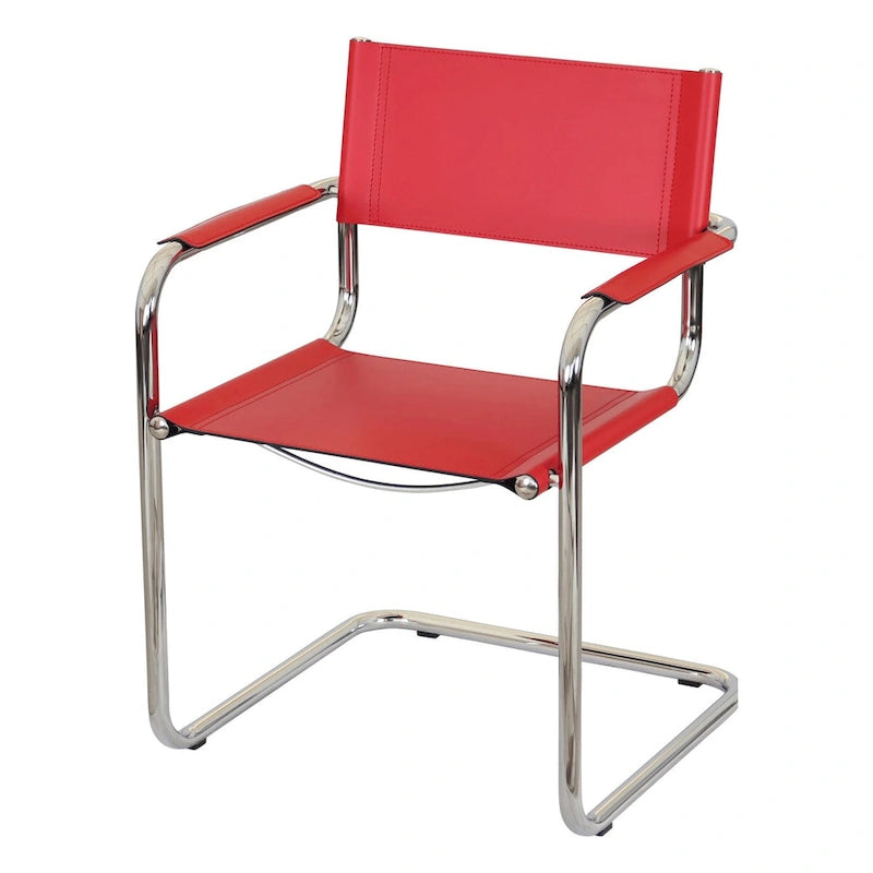 Fauteuil cantilever avec cadre chromé et cuir reconstitué — 8 couleurs