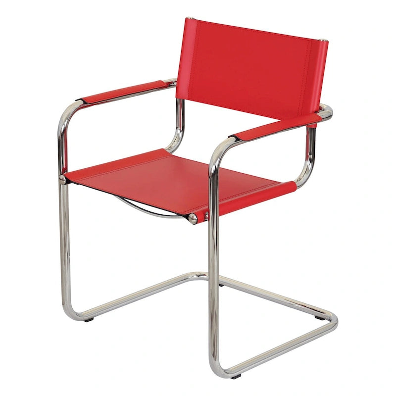 Fauteuil cantilever avec cadre chromé et cuir reconstitué — 8 couleurs