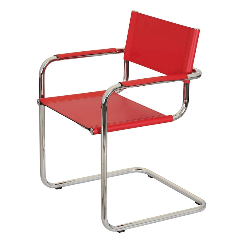 Fauteuil cantilever avec cadre chromé et cuir reconstitué — 8 couleurs