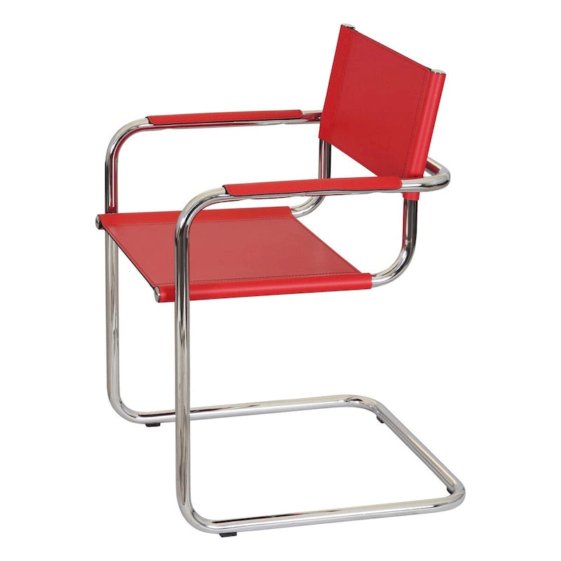 Fauteuil cantilever avec cadre chromé et cuir reconstitué — 8 couleurs