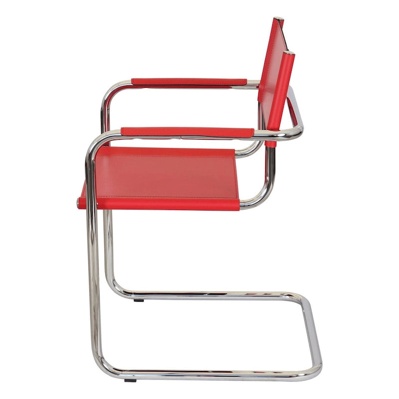 Fauteuil cantilever avec cadre chromé et cuir reconstitué — 8 couleurs