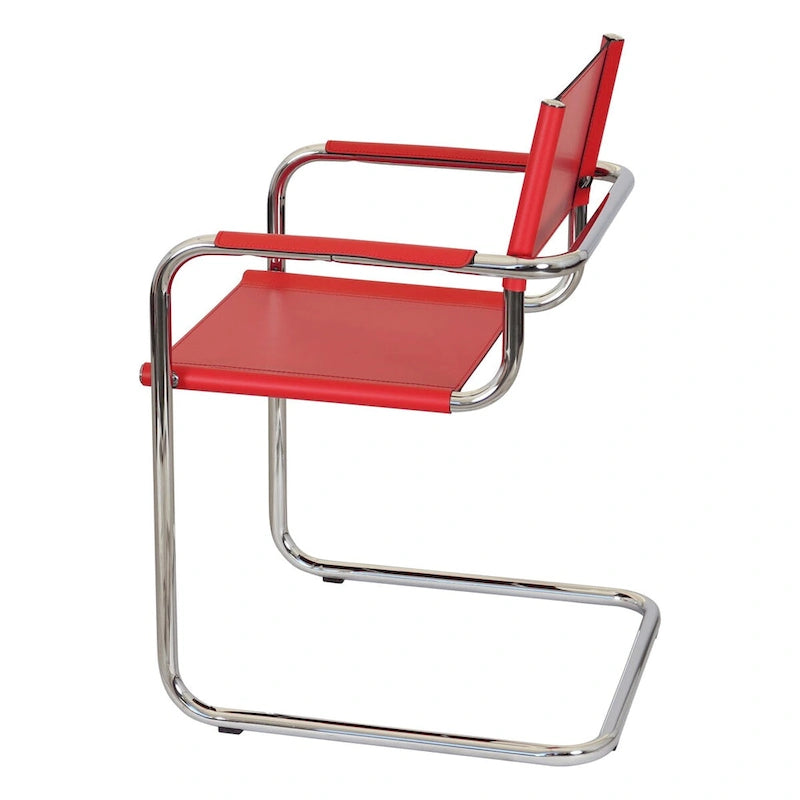 Fauteuil cantilever avec cadre chromé et cuir reconstitué — 8 couleurs