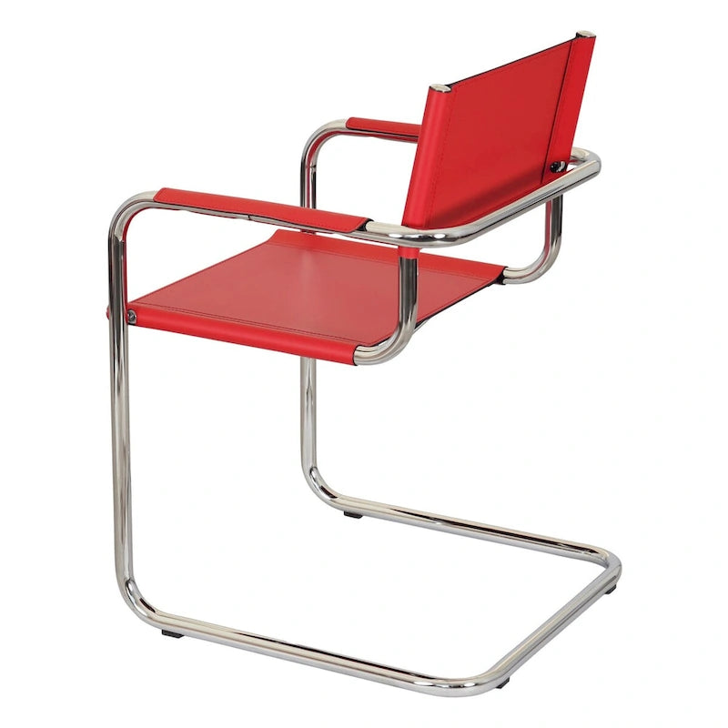 Fauteuil cantilever avec cadre chromé et cuir reconstitué — 8 couleurs