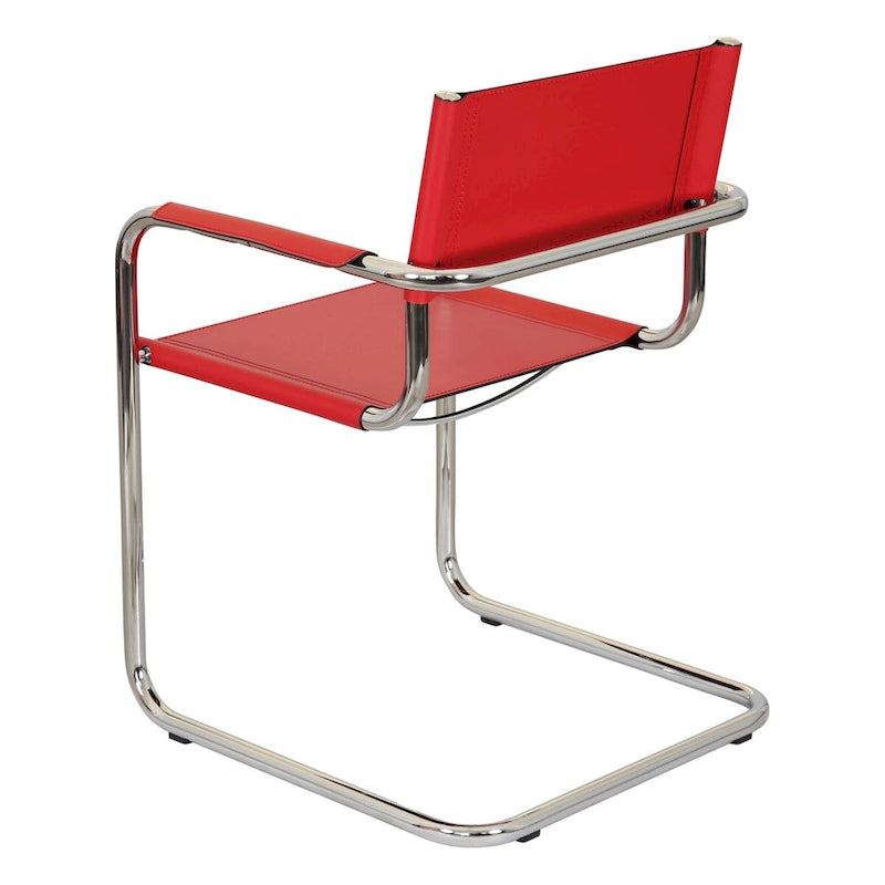 Fauteuil cantilever avec cadre chromé et cuir reconstitué — 8 couleurs