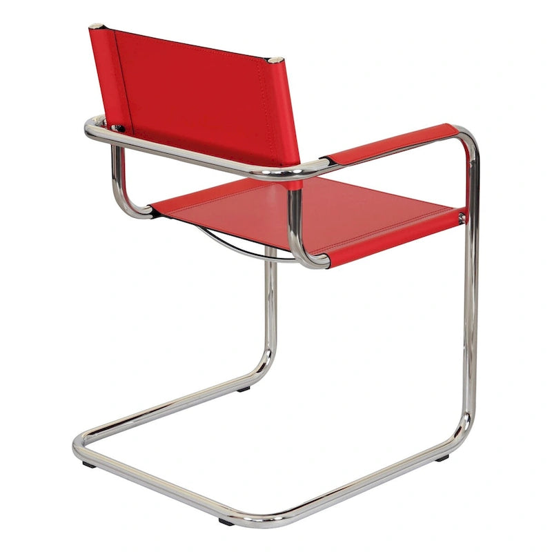 Fauteuil cantilever avec cadre chromé et cuir reconstitué — 8 couleurs