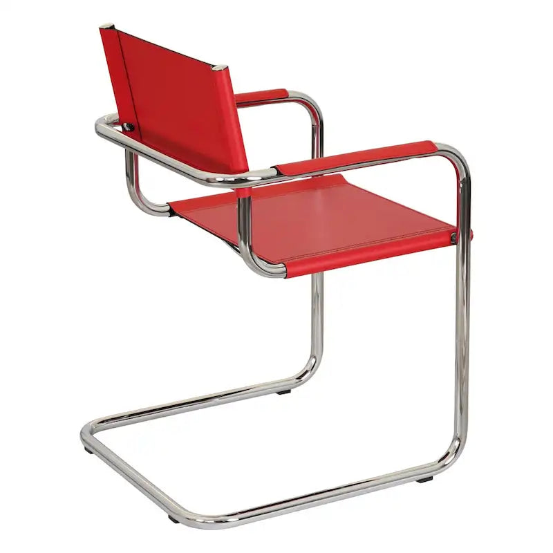 Fauteuil cantilever avec cadre chromé et cuir reconstitué — 8 couleurs