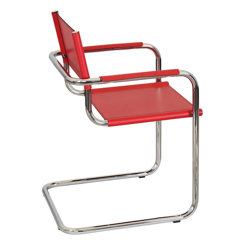 Fauteuil cantilever avec cadre chromé et cuir reconstitué — 8 couleurs